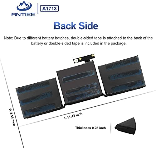 ANTIEE A1713 Battery Replacement for MacBook Pro 13'' inch A1708 Late 2016 Mid 2017 EMC 2978 EMC 3164 MPXQ2LL/A MLL42B/A MLL42LL/A MLL42Y/A MLUQ2LL/A MPXQ2B/A 020-00946 54.5Wh 4781mAh - with Tools