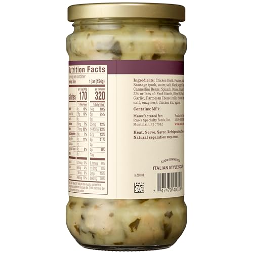 Image of Rao's Made for Home Sausage & Potato Soup, 16oz, Real Vegetables, Traditional Italian Heat and Serve Soup (Pack of 4)