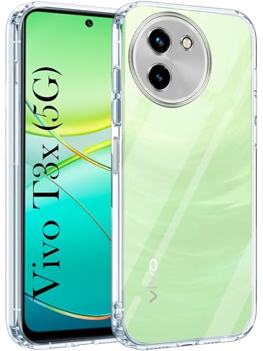 Image of Jkobi Back Cover Casefor Vivo T3x 5G (Silicone Clear Shockproof Case with Camera Protection | Soft and Flexible | Transparent)