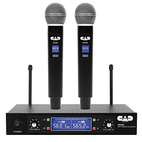 Image of CAD Audio WX200 UHF Dual Handheld Microphone System | Fixed-Frequency Uhf, 164' Range, All-Metal Receiver, Xlr Plus 1 /4 Outputs, 2 Handheld Mics, Up to 10 Hr