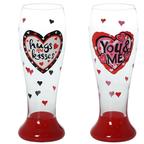 DRW Set 4 bicchieri da birra rossi e neri ø8,6 x 23 cm