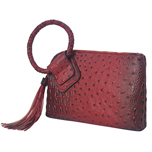 Image of NGIL Faux Leather Mini Wristlet Purse | Women's Handbag, Fashion Wristlet Wallet, Compact Everyday Purse with Fringe Tassel