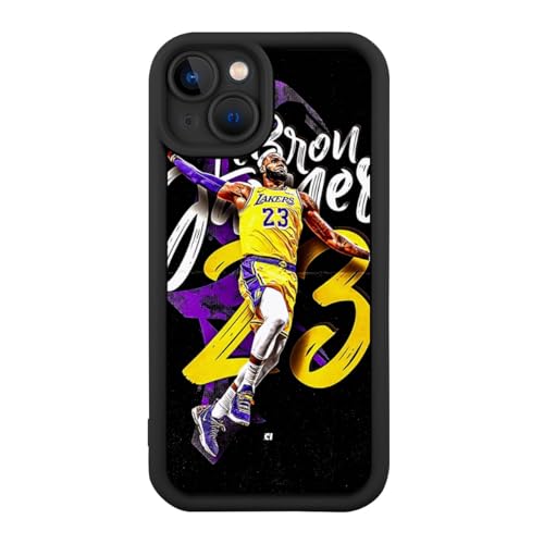 VENWKNHS Lebron Basketball Theme Phone Case for iPhone, TPU Protective Cover with Sports Design, Anti-Slip Grip, Drop Protection (LBJ05, Black, iPhone 16)