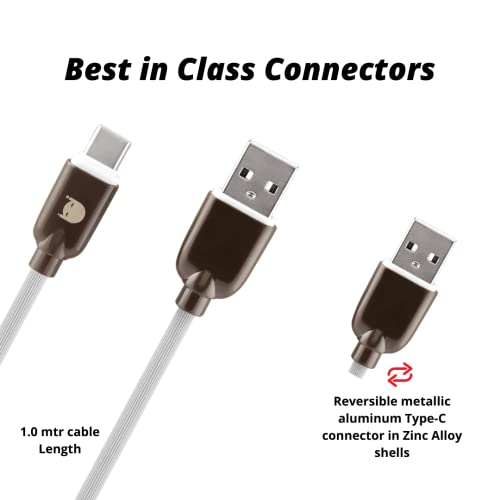 Image of Inari Premium Gear Tpe Zinc Alloy Shells Usb Type-C 3A Fast Charging Cable For Android Smartphones, Tablets, Bluetooth Speakers, Wireless Earphones, Power Banks & Adaptors - 1 M (Grey, 4.2Mm Thick)