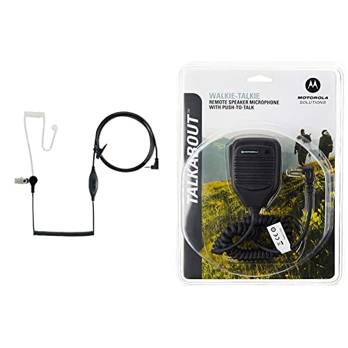 DEWALT DXFRSSV1 Headset & Motorola 53724 RSM Speaker Mic - Hands-Free PTT/VOX for Walkie Talkies (63" Cable)
