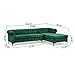 Christopher Knight Home Frieda Velvet 3 Seater Sectional Sofa with Chaise Lounge, Emerald, Black