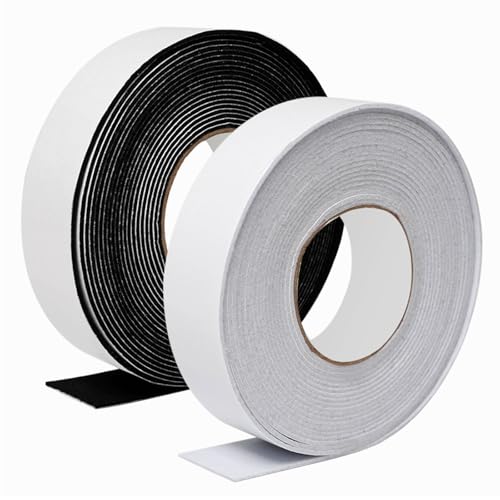 Keboyoe 2 Rotolo di Nastro in Feltro Rotoli Feltrini per Mobili Pesanti Adesivi Bianco e Nero Larghezza 4 cm x Lunghezza 8 m Nastro Autoadesivo Ideali per Mobili Pesanti, Piedini e Taglio Libero