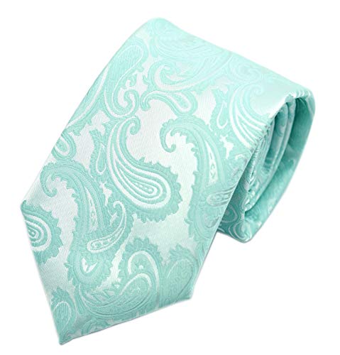 Men s Classic Mint Green Silver Silk Ties Jacquard Dress Summer Wedding Neckties
