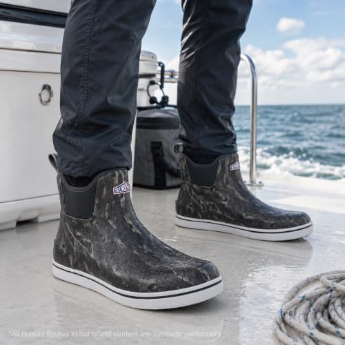 Image of SUREWAY Men's Deck Boots Professional Non-Slip Fishing & Ankle Boating Boot Waterproof Rain Boots, Lightweight Neoprene Rubber Deck Boots