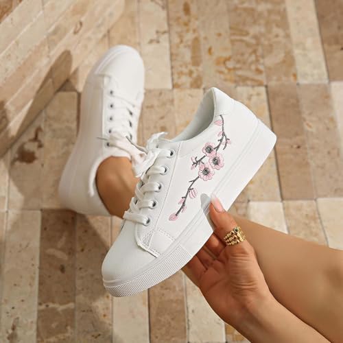 Chaussures blanches brodées femme style décontracté chic