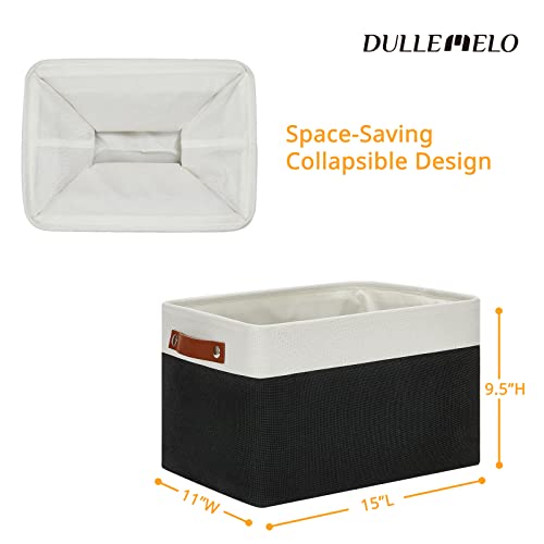 Image of DULLEMELO Linen Closet Organizer and Storage Basket for Office, Bedroom, Cloth, Baskets for Organizing and Storage with handles for Shelves,Closet,Gift,Toys(White&Black)