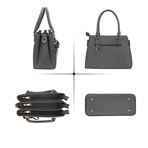 Image of KKXIU Women Purses and Handbags, PU Leather Top Handle Satchel Bag | Removable Long Strap, 3 Zippered Compartments, Crossbody Purse for Ladies, ,Tassel Pendant