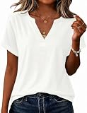 Damen Bluse Kurzarm V-Ausschnitt Sommer Oberteile Elegant Tunika...