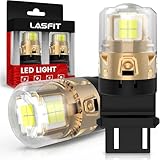 LASFIT L2 3157 LED Reverse Bulbs, 2024 Upgraded Super Bright 6000K Xenon White, 3156 3056 3057 3047 4114 4157 4057 LED Lights with Projector for Backup, DRL, Replacement Lamp, 2pcs