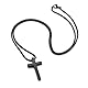 PiercingJak Kreuz Armband Kreuz Halskette für Herren, Edelstahl Kreuzkette + geflochten Lederarmband für Männer Religiöse Gebet Charms Schmuck Geschenk für Mann, Schwarz