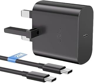 25W for Samsung Fast Charger Plug and Cable 2M, USB C Charger Plug for Samsung Galaxy S23 Ultra/S23+/S23/S22 Ultra/S22+/S21/S20/Note 20,USB Type C Plug Super Fast Charger for Samsung Phone Charger