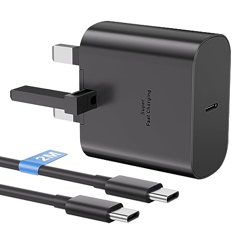 25W for Samsung Fast Charger Plug and Cable 2M, USB C Charger Plug for Samsung Galaxy S24/S23 Ultra/S23+/S23/S22 Ultra/S22+/S21/Note 20,USB Type C Plug Super Fast Charger for Samsung Phone Charger