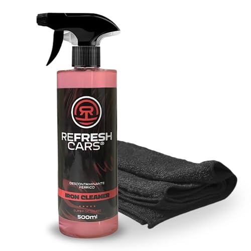 Refresh Cars Kit Descontaminante Férrico Llantas y Carrocería (500ml) - Limpiallantas Efecto Sangre (Iron Remover). Disuelve el Ferodo y Óxido sin Frotar. INCLUYE BAYETA Microfibra