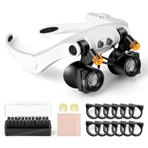 NZQXJXZ Lupenbrille mit Licht Head Lupen mit LED Licht,...