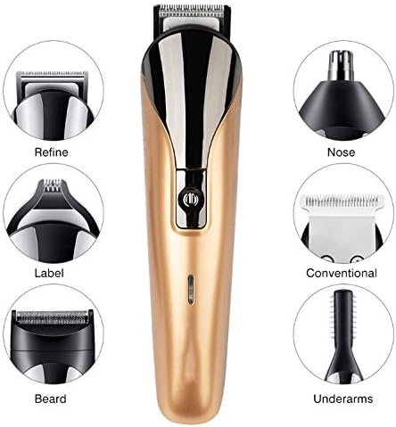 Professional Men Electric Hair Clipper 6 in 1 Multifunctional Cutter Machine Rechargeable Trimmer for Beard Nose Ears