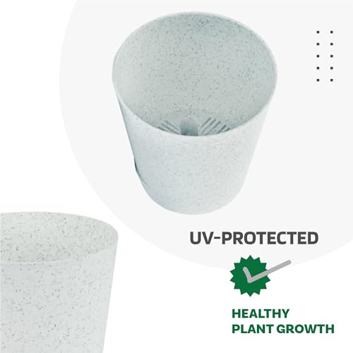 Image of Kuber Industries Pack of 6 Flower Pot | Flower Pot for Living Room-Office | Planters for Home-office-Lawns & Garden D�cor | Self Watering Flower Planters Pots | Marble Titan | 4 Inch | Blue & White
