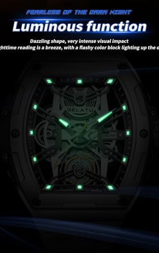 Image of OLEVS Luxury Watches for Men Black Mechanical Wrist Watch Self Winding Automatic Tourbillon Watches Skeleton Waterproof Mens Wrist Watch