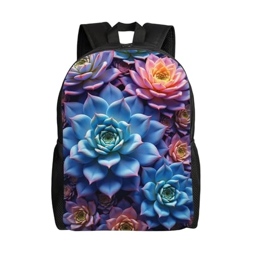 Comfort Fit Unisex Close Up of Bunch of Colorful Succulents Backpack Gre Durable Daily Commute Travel Adventures 16 in