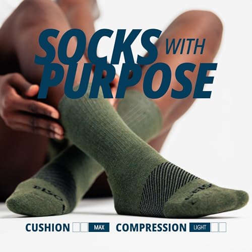 OS1st Wicked Comfort Merino Wool Crew Socks – Max Cushion, Light Compression, Blister Protection, Breathable2