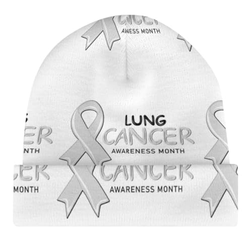 I Wear White Lung Cancer Awareness Month Kids Beanie Hat for for Girls Boys Children Cap Winter Knitted Chemo Cancer Headwear Accessories Gifts Decoration4