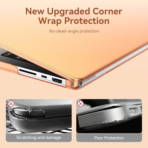 Image of EooCoo Case Compatible with MacBook Pro 14 inch M5 2026-2021 M4 M3 M2 M1 Pro /Max Chip, Official Color-Matched Armor, Frosted Hard Shell Case with Keyboard Cover, Screen Protector - Matte Cosmic Orange