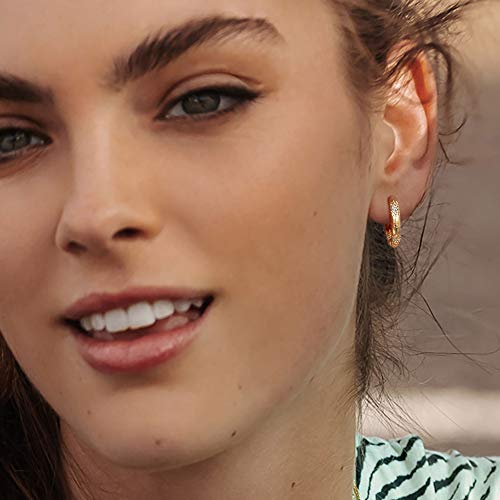 MEVECCO Gold Hoop Earrings for Women 18K Gold Plated Cubic Zircon Huggie Earrings Earrings for Everyday Jewelry3