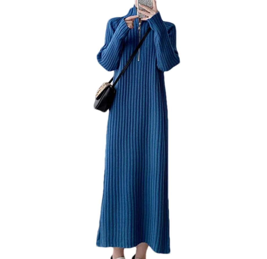 Maglione da donna a collo alto midi autunno inverno maglione lavorato a maglia caldo casual lungo maglione