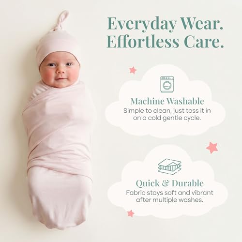 Image of Caden Lane Baby Swaddle & Receiving Blanket, Soft, Breathable & Temperature-Regulating Bamboo Viscose Fabric for Swaddling Newborns, Gender Neutral Infant Blanket for Boys & Girls, Pale Pink