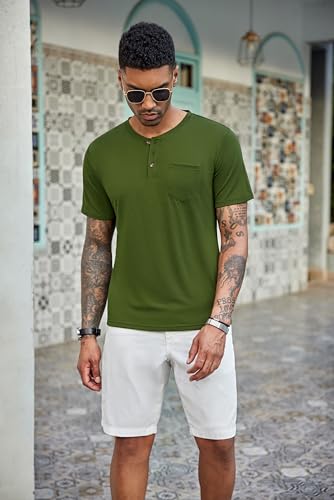 coofandy men39s 3 pack henley shirts short sleeve casual basic tees classic henley summer solid t shirts with pocket
