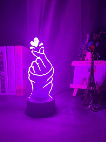 Preisvergleich Produktbild Finger Herz führte Nachtlicht für Hauptdekoration Farbwechsel Berührungssensor Nachtlicht Coole Geburtstagsgeschenk Tabelle 3d Lampe, 16