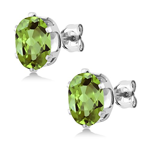 Gem Stone King 2.60 Cttw Green Peridot Stud Earrings For Women Men | 925 Sterling Silver | Gemstone Birthstone | Oval 8X6MM | Fine Jewelry Gifts for Her Mom Women Wife4