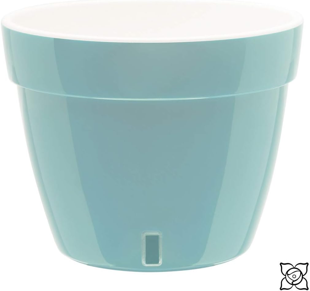 Gardenera 10.6" ASTI Self Watering Planter (Set of 3) in Menthol/White - Modern Flower Pot with Water Level Indicator for All House Plants, Flowers, Herbs, Succulents and Hanging Plants