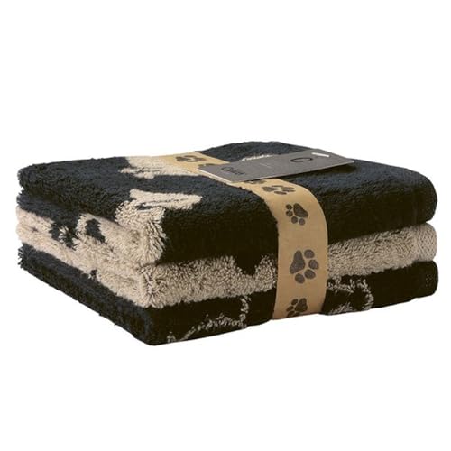Cawö Seiftücher WE Love Dogs Mix 6249 3er Set Schwarz-Beige - 93