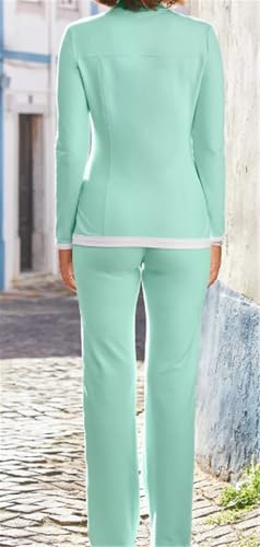 Womens Sexy 2 Pieces Colorblock Blazer Zipper Jackets Bodycon Pants Party Clubwear Tracksuit Outfits Set3