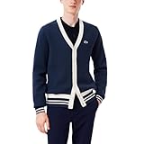 Lacoste Men's Sport Windbreaker Golf Cardigan, Navy Blue/White, Large