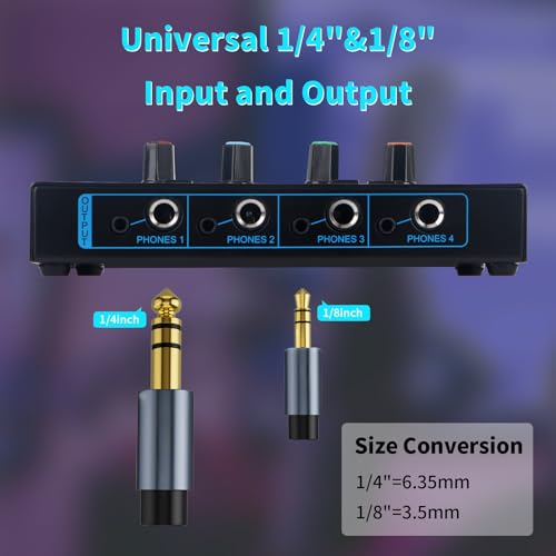 image for Horse Headphone Amp Amplifier, 4-Channel Metal Stereo Audio Amplifier,