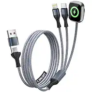 Cruise Essentials 2026, 3 in 2 Multi Charging Cable for iPhone Watch Charger/iPhone 17/IP, iWatch Charger, Travel Camping Essentials Compatible with iWatch 11-2/Ultra/iPhone 17-8,Car (5FT, White)