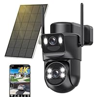 8MP Wireless Outdoor Dual Lens WiFi Surveillance Camera+Batteria+Pannello solare, 360° PTZ Indoor/Outdoor Camera, visione notturna a colori, audio bidirezionale, inseguimento automatico, 2.4G/5GHz
