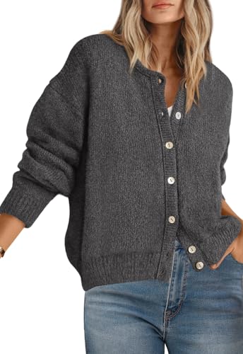 Image of PRETTYGARDEN Long Sleeve Crewneck Button Down Womens Sweaters Fall Open Front Chunky Cardigan Sweaters for Women 2026