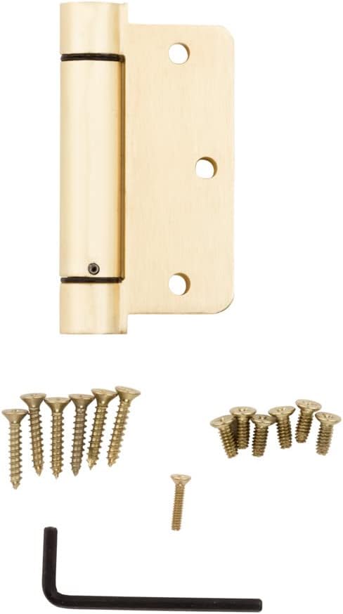 NationalHardware N185-199 V521 3-1/2 Inch Commercial Brass Adjustable Full Mortise Spring Hinge