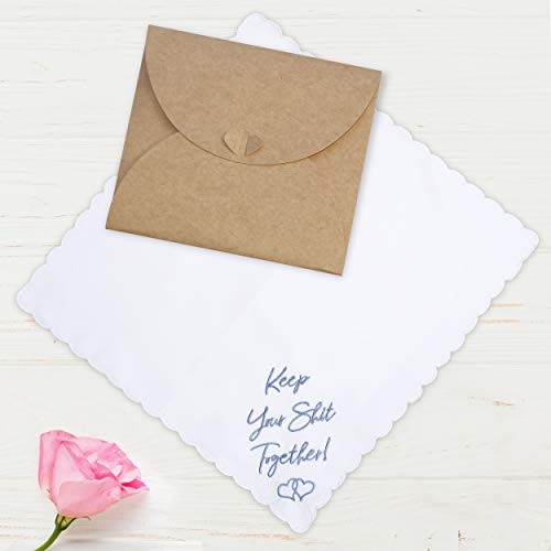 W&F Gift Something Blue Wedding Gift Embroidered Handkerchief | Keep Your Shit Together! | Wedding Day Bride Gift #TOP2