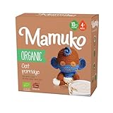 MAMUKO Baby Porridge - Healthy porridge with Oat Flavored & High Fiber - GMO-Free Oatmeal for Infants 3-6 Months - Organic Oatmeal for Healthy Growth & Development - 200g & 10 Servings