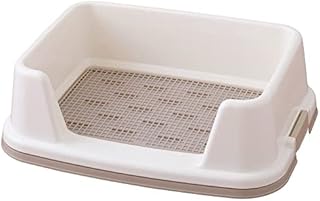 Iris Ohyama, Training pad holder / training tray with sides, no splashing, grid for dry paws, 2 latch closure, non-skid rubber feet, holds pad 45 x 33 cm, for puppy & dog - Dog Toilet TRT-500 - Beige