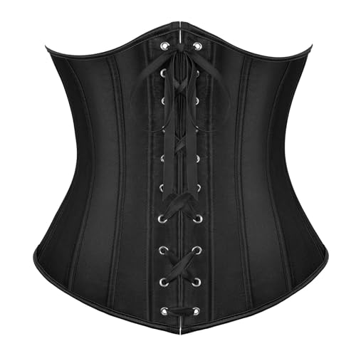 Corset sous la poitrine en satin JasGood style vintage et gothique pour femme