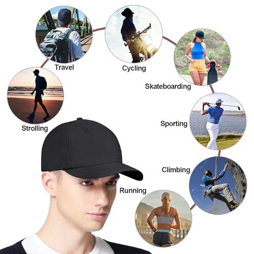 Baynetin Waterproof Golf Baseball Cap, Adjustable Lightweight Soft Breathable Anti UV Outdoor Travel Summer Sun Hat (Black) - Image 7